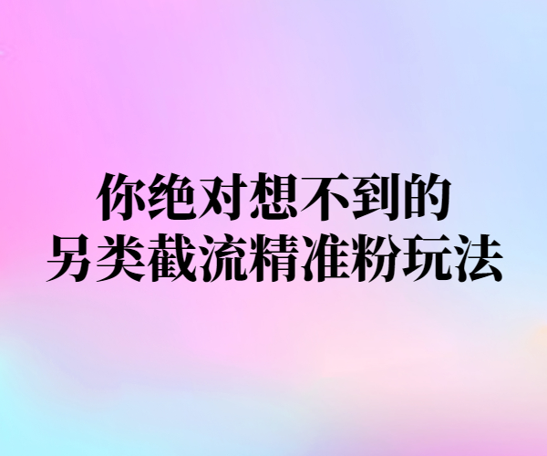 你绝对想不到的另类截流精准粉玩法-项目禅